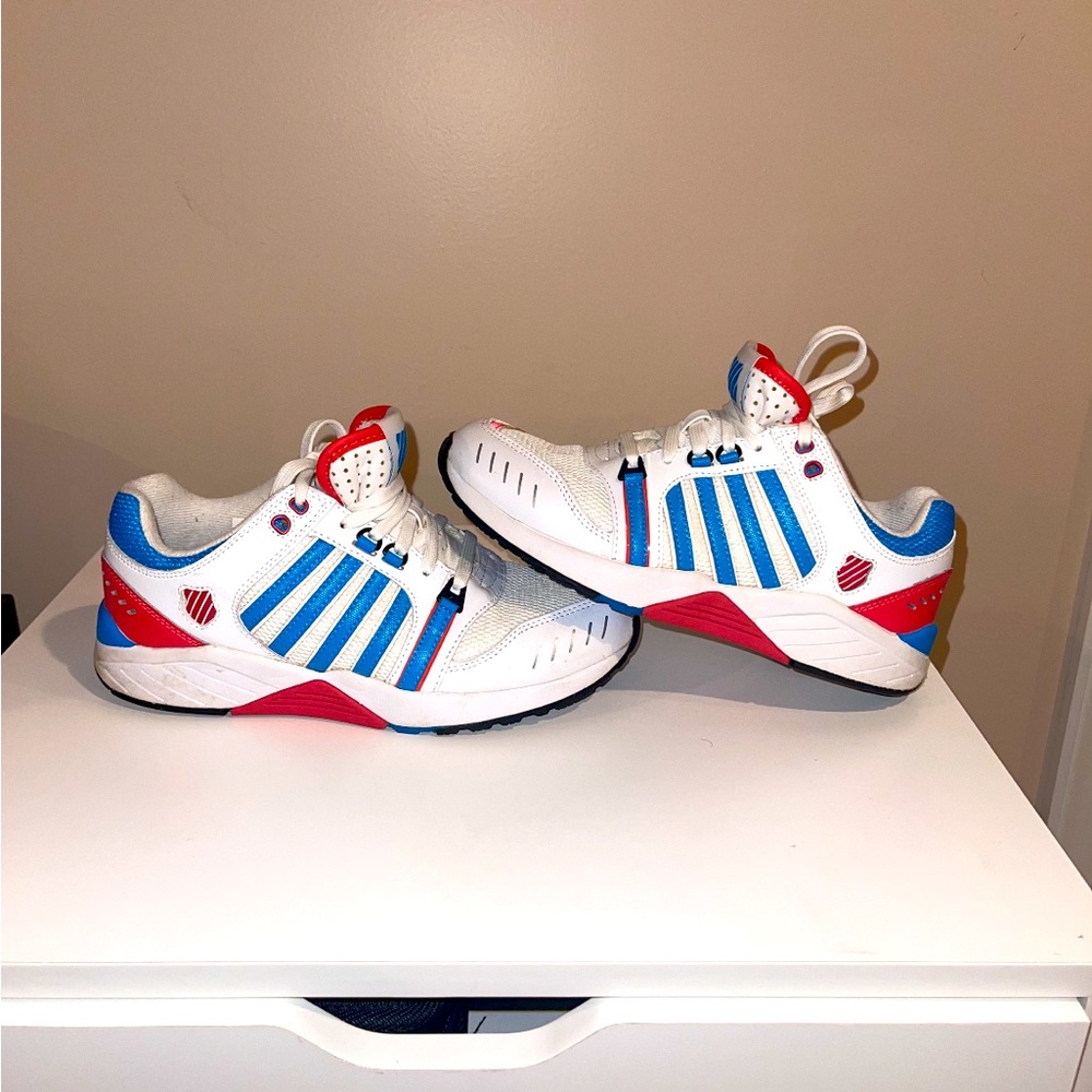 K Swiss - Womens Athletic Sneakers - Size 7.5 - White Red & Blue